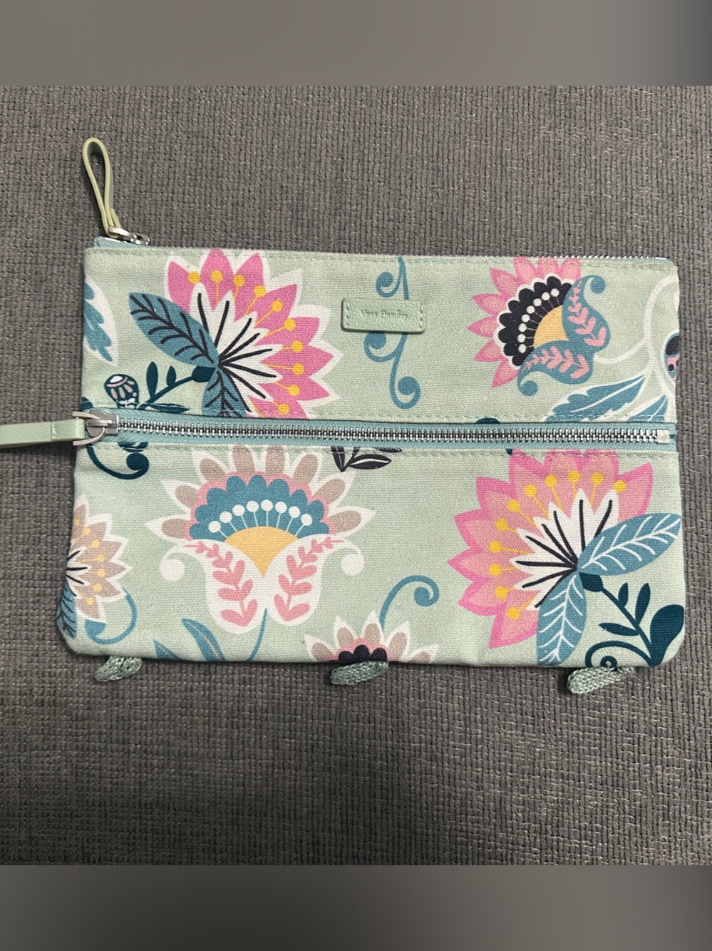 Vera Bradley Floral Zip Wristlet in Mint, Pink, Blue